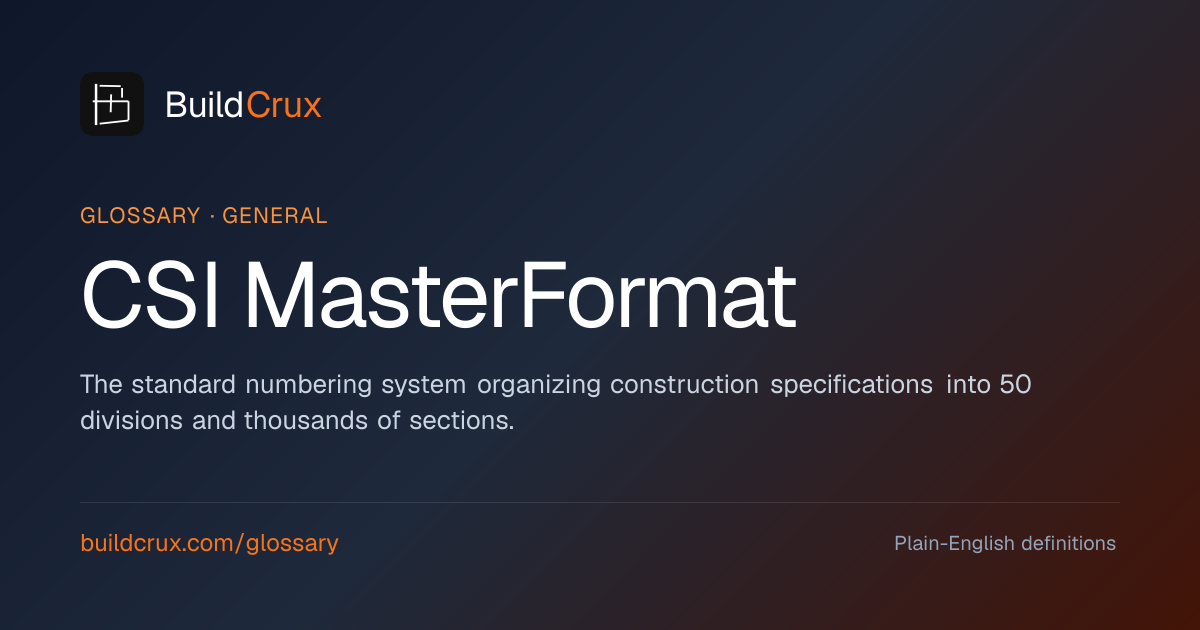 CSI MasterFormat: Construction Specifications Glossary | BuildCrux