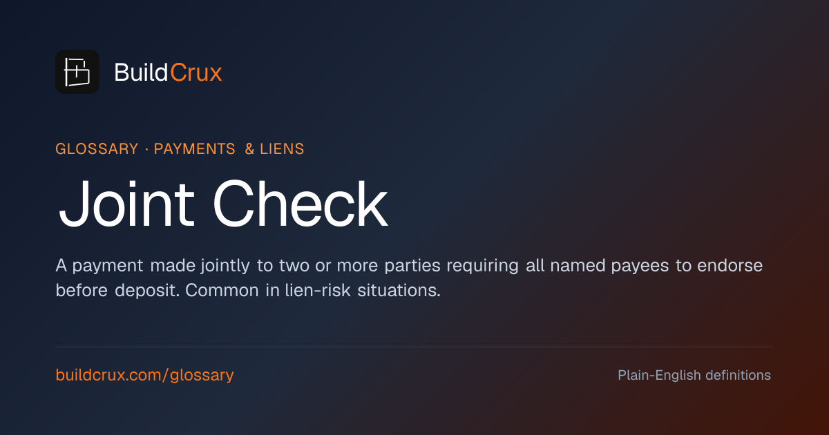 Joint Check in Construction: A Glossary Definition | BuildCrux
