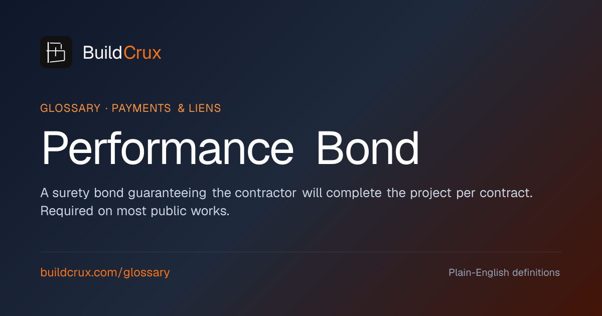 Performance Bond in Construction: A Glossary | BuildCrux